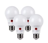 TORCHSTAR Dusk to Dawn Light Bulbs Outdoor, Sensor A19 LED Light Bulb, Auto on/Off Photocell Automatic for Outdoor Lighting, 5000K, Pack of 4