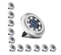 Torchtree 2023 Upgraded Solar Outdoor Garden Lights, Ground Disk Decking Solar Powered for Lawn Pathway Yard Landscape Walkway (12 Pack Bright White)