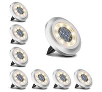 Torchtree Solar Lights Outdoor Garden,600mAh 8 LED Solar Disk Ground Lights for Garden Lawn Pathway Yard Landscape Walkway（8 Pack Warm White）