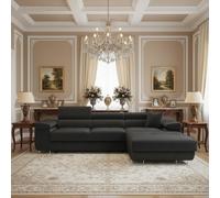 Torezio Mini Corner Sofa Bed With Adjustable Headrests And Storage Box Freestanding Upholstered Back 280X170Cm Black Right