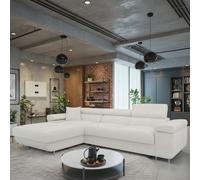 Torezio Mini Corner Sofa Bed With Adjustable Headrests And Storage Box Freestanding Upholstered Back 280X170Cm Cream Left