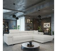 Torezio Mini Corner Sofa Bed With Adjustable Headrests And Storage Box Freestanding Upholstered Back 280X170Cm Cream Right