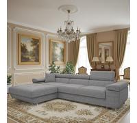 Torezio Mini Corner Sofa Bed With Adjustable Headrests And Storage Box Freestanding Upholstered Back 280X170Cm Grey Melange Left