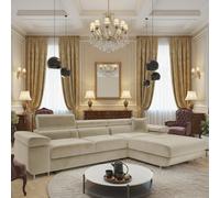 Torezio Mini Corner Sofa Bed With Adjustable Headrests And Storage Box Freestanding Upholstered Back 280X170Cm Beige Right