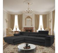 Torezio Mini Corner Sofa Bed With Adjustable Headrests And Storage Box Freestanding Upholstered Back 280X170Cm Black Left