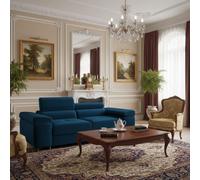 Torezio Sofa 2 Living Room Sofa With Adjustable Headrests Chipboard Frame Polyurethane Foam 198Cm 102Cm 70Cm Blue