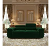 Torezio Sofa 2 Living Room Sofa With Adjustable Headrests Chipboard Frame Polyurethane Foam 198Cm 102Cm 70Cm Green