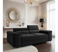 Torezio Sofa 2 Two Seater With Adjustable Headrests Chipboard Wooden Frame 198X102X70 90Cm Black
