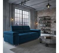 Torezio Sofa 2 Two Seater With Adjustable Headrests Chipboard Wooden Frame 198X102X70 90Cm Blue