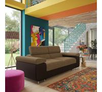 Torezio Sofa 2 Two Seater With Adjustable Headrests Chipboard Wooden Frame 198X102X70 90Cm Brown And Beige