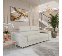 Torezio Sofa 2 Two Seater With Adjustable Headrests Chipboard Wooden Frame 198X102X70 90Cm Cream