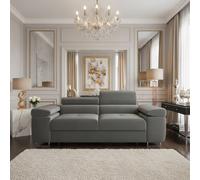 Torezio Sofa 2 Two Seater With Adjustable Headrests Chipboard Wooden Frame 198X102X70 90Cm Grey