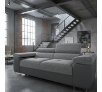 Torezio Sofa 2 Two Seater With Adjustable Headrests Chipboard Wooden Frame 198X102X70 90Cm Grey And Grey Melange