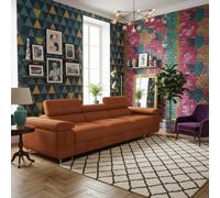 Torezio Three Seater Sofa With Adjustable Headrests For Living Room Chipboard Frame Metal Legs 263X102X70-90Cm Orange