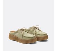 Torhill Embroidered Suede Closed Toe Mules Sage Green