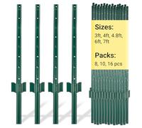 Toriexon 10 Pack Metal Fence Posts - 3 Feet Heavy Duty with U-Channel for Garden Wire Fence, Corner Anchor Posts