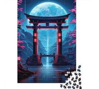 Torii Gate 1000 Piece Jigsaw Puzzle Paper for Adults Moon Night View Puzzle Game for Family Relaxation Decor 52x38cm/1000pcs