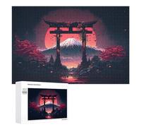 Torii Gate and Mount Fuji at Sunset -1 Jigsaw Puzzle for Adults, 1000 Piece | Adult Jigsaw Puzzle - tabletop activity for adults on quiet evenings.