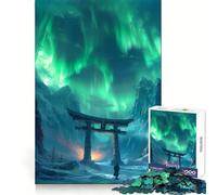 Torii Gate Aurora Borealis 1000 Piece Jigsaw Puzzles for Adults Teenagers Cognitive Toy Leisure Fun Pattern Assembly Festive Gift 50x75cm