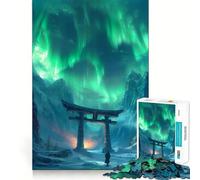Torii Gate Aurora Borealis 1000 Piece Jigsaw Puzzles for Teenagers Reason Skill Toy Quiet Calm Exact Cut Xmas Surprise 38x26cm