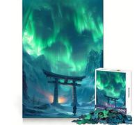 Torii Gate Aurora Borealis 1000 Piece Jigsaw Puzzles for Teenagers Reason Skill Toy Quiet Calm Exact Cut Xmas Surprise 38x26cm