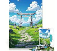 Torii Gate in Grassy Landscape 1000 Piece Jigsaw Puzzles for Adults Teenagers Brain Game Mind Calm Exact Cut 50x75cm