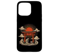 Torii Gate Japan Sun Wave Clouds Ocean Asian Art Case for iPhone 15 Pro Max