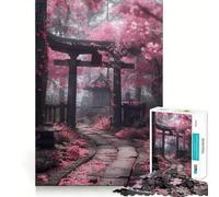 Torii Gate Japanese Sakura Adults Puzzles 1000 Piece Jigsaws Brain Teaser Home Pastime Image Assembly Memorable Gift 38x52cm
