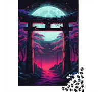 Torii Gate Jigsaw Puzzle for Adults 1000 Piece Jigsaw Puzzle Paper Night Moon View Puzzle Game for Family Relaxation Home Decor 52x38cm/1000pcs