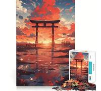 Torii Gate Landscape Anime Jigsaw Puzzles 1000 Piece for Teenagers Mind Skill Toy Cozy Relax Design Assembly Thoughtful Gift 38x52cm