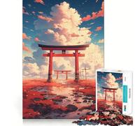 Torii Gate Landscape Anime Jigsaw Puzzles for Adults 1000 Pieces Mental Logic Toy Gentle Relax Firm Cut Santa Wish List 38x26cm