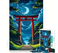 Torii Gate Moonlight 1000 Pieces Jigsaw Puzzles for Teenagers Recall Upgrade Relaxing Fun Clear Cut Seasonal Gift 50x75cm