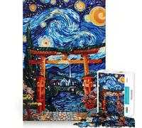 Torii Gate Stary Night Art Jigsaw Puzzles 1000 Pieces for Adults Boost Recall Relax Mind Accurate Edge Santa Wish List 38x52cm