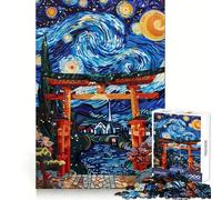 Torii Gate Stary Night Art Jigsaw Puzzles 1000 Pieces for Adults Boost Recall Relax Mind Accurate Edge Santa Wish List 38x52cm
