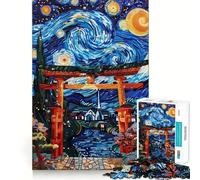 Torii Gate Stary Night Art Jigsaw Puzzles 1000 Pieces for Teenagers Thought Toy Shared Fun Precise Edge Santa Wish Item 38x26cm