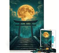 Torii Gate Under A Full Moon Jigsaw Puzzles 1000 Piece for Teenagers Memory Build Indoor Play Fine Cut Santa Wish Pick 38x52cm
