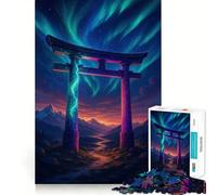 Torii Gate Under Aurora Borealis Jigsaw 1000 Pieces for Teenagers Mind Exercise Toy Relaxing Fun Design Assembly Perfect Present 50x75cm