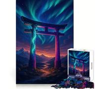 Torii Gate Under Aurora Borealis Jigsaw 1000 Pieces for Teenagers Mind Exercise Toy Relaxing Fun Design Assembly Perfect Present 50x75cm