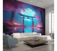 Torii Gate Wallpaper, Cherry Blossom Japan Japanese Wall Mural, Wallpaper for Living Room Bedroom, Home Decor, Photo Wall Paper, 350 x 256 cm UQ&0