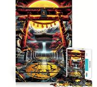Torii Gate Waterfall 1000 Pieces Jigsaw Puzzles for Teenagers Recall Upgrade Relaxing Fun Clear Cut Seasonal Gift 50x75cm