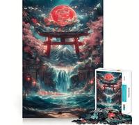Torii Gate Waterfall Adults Puzzles 1000 Piece Jigsaws Mind Exercise Toy Relaxed Mind Design Assembly Santa Wish Gift 38x52cm