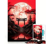 Torii Red Moon 1000 Piece Jigsaw Puzzles for Adults Mind Exercise Toy Casual Fun Precision Cut Artistic Gift 38x52cm