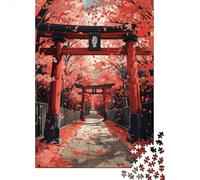 Torii Under Cherry Blossom 1000-Piece Puzzle for Adults, 70x50cm/1000pcs; for Relaxed Evenings at The Table; Clean White Card Pieces for Sorting