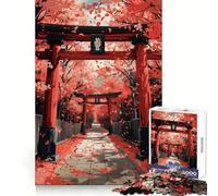 Torii Under Cherry Blossom Jigsaw Puzzle for Adults 1000 Pieces Smart Reason Toy Group Joy Smooth Edge Fine Art Piece 38x26cm