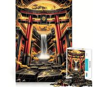 Torii Waterfall Gate Jigsaw Puzzles for Adults 1000 Piece Smart Reason Toy Family Bond Smooth Edge Art Display 38x52cm