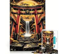 Torii Waterfall Gate Teenagers 1000 Piece Jigsaw Puzzle Brain Challenge Toy Shared Fun Clear Cut Warm Surprise 38x26cm