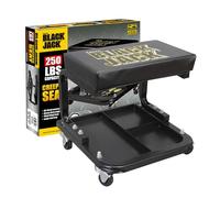Torin TR6100W BlackJack Rolling Creeper Garage/Shop Seat: Padded Mechanic Stool with Tool Tray Storage, Black