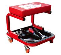 Torin TR6300 Red Rolling Creeper Garage/Shop Seat: Padded Mechanic Stool with Tool Tray Large