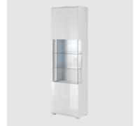 torino high gloss display cabinet 1 door in white with led