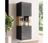 torino high gloss display cabinet wall in grey oak with led
